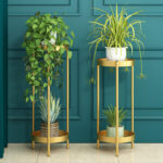 2 Pieces Gold Plant Stand 2 Tier Plant Stand Indoor Metal Flower Stand Planter - Image 2
