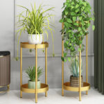 2 Pieces Gold Plant Stand 2 Tier Plant Stand Indoor Metal Flower Stand Planter - Image 4