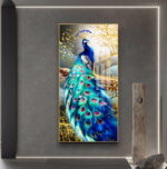 Luxury Royal Crowned Majestic Peacock Wall Art Frame - Aluminium Framed With Glass Large Painting Decoration for Hotel, Restaurant, Home