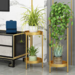 2 Pieces Gold Plant Stand 2 Tier Plant Stand Indoor Metal Flower Stand Planter - Image 5