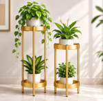 2 Pieces Gold Plant Stand 2 Tier Plant Stand Indoor Metal Flower Stand Planter - Image 9