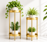 2 Pieces Gold Plant Stand 2 Tier Plant Stand Indoor Metal Flower Stand Planter - Image 11
