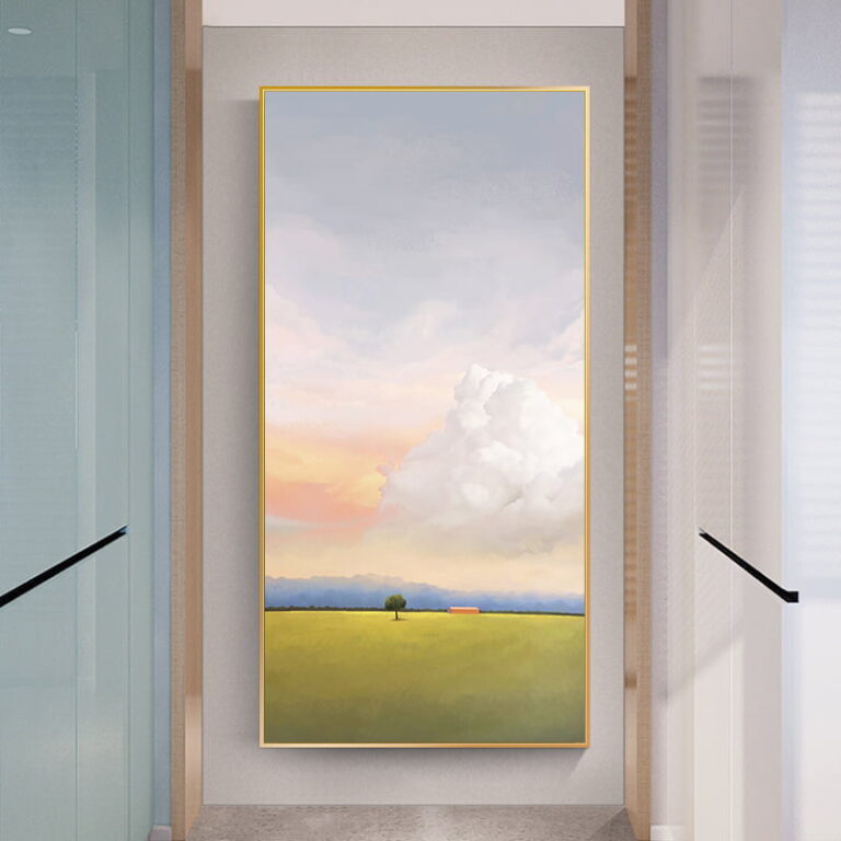 Modern framed wall art with landscape and sky, perfect for luxury home decor.