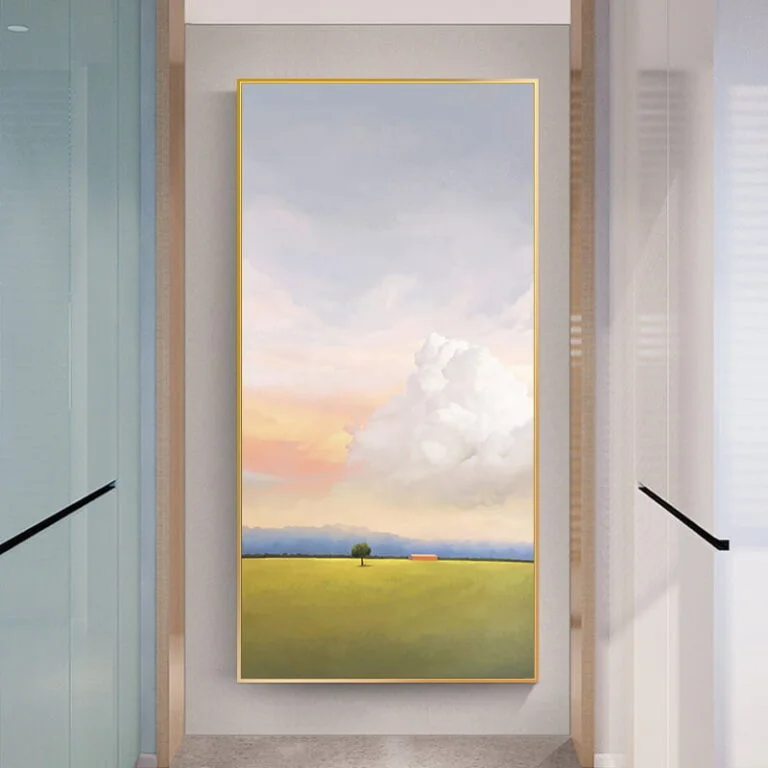 Modern framed wall art with landscape and sky, perfect for luxury home decor.