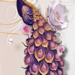 Elegant peacock wall art with floral accents, ideal for luxury home decor.