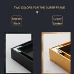 Modern and luxury wall art frames in black and gold options.