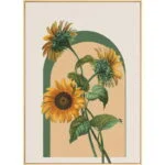 Framed wall art featuring sunflowers with a modern design, perfect for luxury home decor.