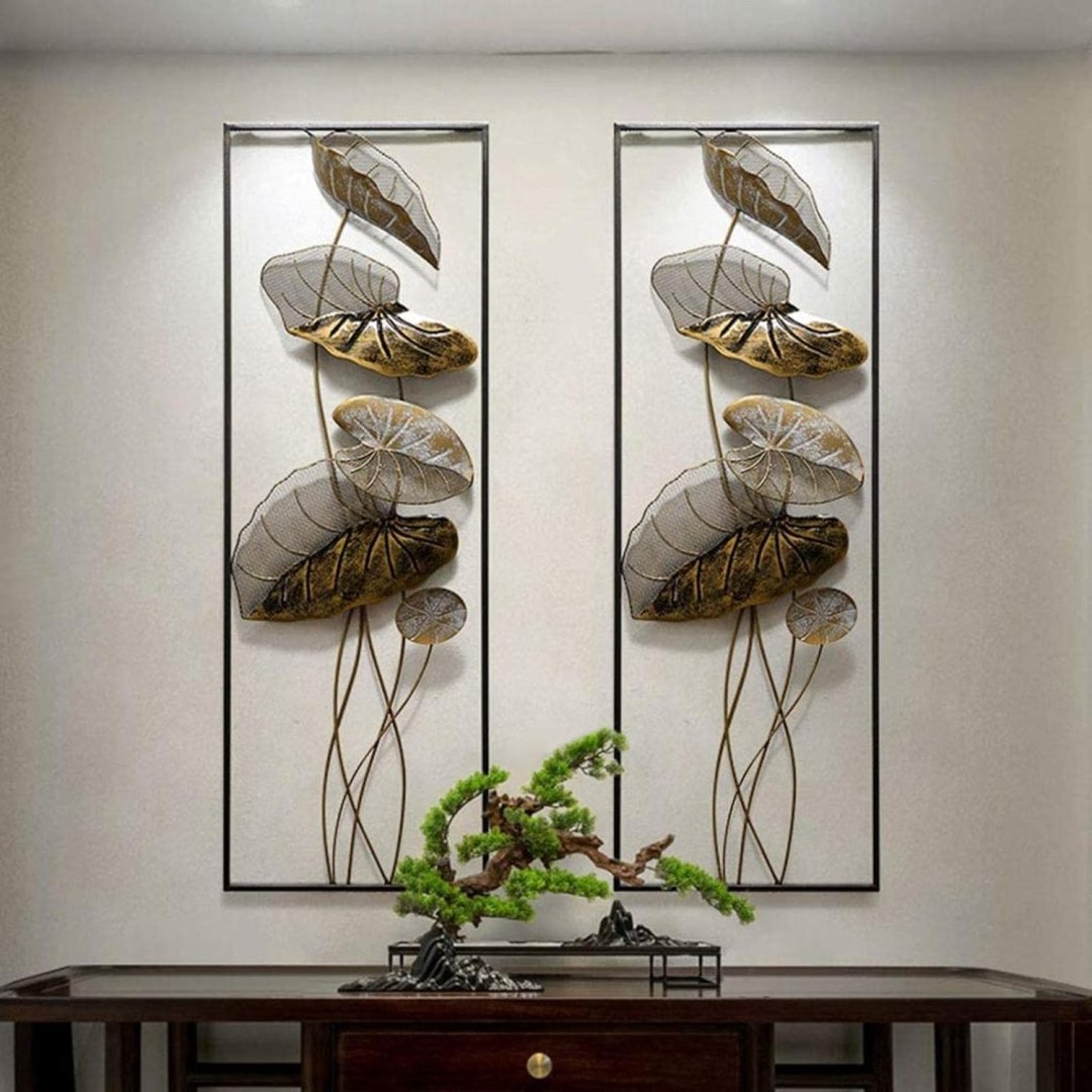 Gold Leaf Aluminium Framed Wall Art Modern luxury wall art with gold leaf design in aluminium frames, enhancing home decor.