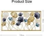 Modern luxury metal wall art with floral design in gold and blue tones.