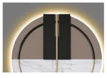 Modern illuminated wall art with geometric design and LED lighting.