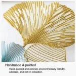 Gold and blue decorative wall art with leaf design, handmade and painted.