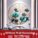 3D metal wall art with floral design in modern office decor.