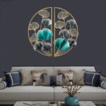 Modern luxury wall art with floral design in a living room setting.