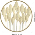Gold metal wall art with leaf design, modern home decor accent.