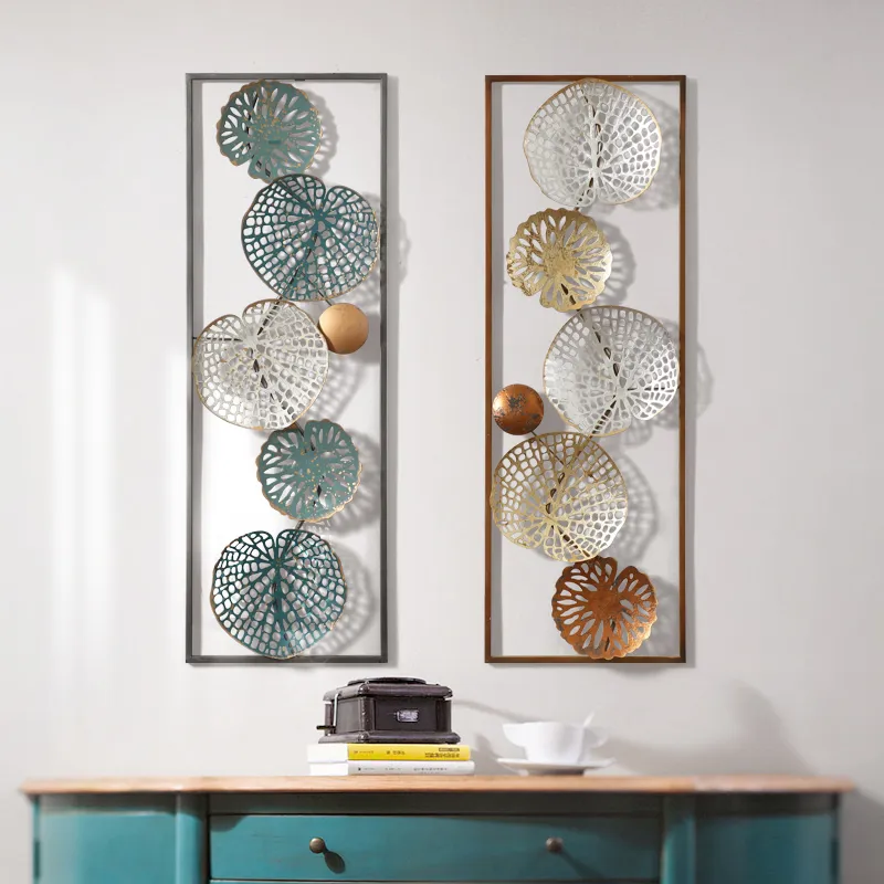 Luxury Geometric Metal Wall Art Modern metal wall art with geometric patterns in a luxury home setting.
