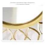 Gold decorative mirror with geometric design for modern home decor.