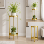 2 Pieces Gold Plant Stand 2 Tier Plant Stand Indoor Metal Flower Stand Planter - Image 8