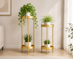 2 Pieces Gold Plant Stand 2 Tier Plant Stand Indoor Metal Flower Stand Planter