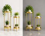 2 Pieces Gold Plant Stand 2 Tier Plant Stand Indoor Metal Flower Stand Planter - Image 7