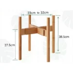 Adjustable wooden plant stand with dimensions for modern home decor.