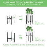 Adjustable plant stand for different pot heights with assembly instructions.