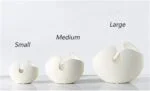 Set of three modern white decorative vases in small, medium, and large sizes.