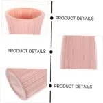 Pink ribbed ceramic vase with detailed close-up views.