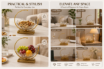 Elegant decorative bowls with gold accents for modern home decor, perfect for living room or dining table.