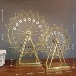 Gold decorative Ferris wheel ornaments for modern home decor.