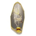 Modern luxury wall art with a crystal deer design in a gold frame.