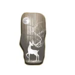 Modern wall art with a deer and moon design, featuring a gold frame.
