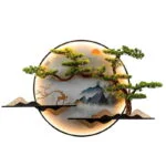 Modern illuminated wall art with nature scene and LED lighting.