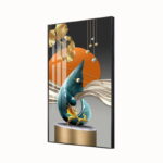 Modern luxury wall art with abstract design and gold accents.