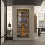 Luxury Islamic wall art with Arabic calligraphy in a modern living room.