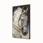 Elegant framed wall art featuring a white horse, perfect for modern and luxury home decor.