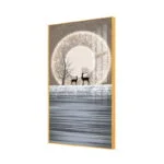 Modern framed wall art with deer and moon design, luxury home decor.