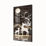 Illuminated wall art with deer and moon, modern luxury home decor.