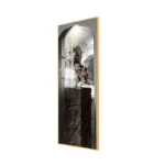 Modern illuminated wall art featuring a horse sculpture in a gold frame.