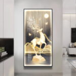 Illuminated framed wall art with a deer and nature scene, perfect for modern luxury home decor.
