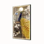 Illuminated wall art featuring a peacock with floral accents and LED lighting.