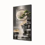 Modern framed wall art with nature scene and deer, featuring LED illumination.