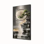 Modern framed wall art with nature scene and deer, featuring LED illumination.