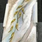 Modern luxury wall art with gold accents and abstract design.