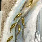 Modern luxury wall art with gold accents and abstract design.
