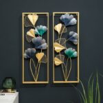 3D Wall Décor Abstract Metal Golden Wall Art Hanging Handmade Home Decoration 2x 85*31cm