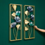 3D Wall Décor Abstract Metal Golden Wall Art Hanging Handmade Home Decoration 2x 85*31cm - Image 5