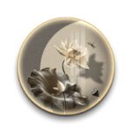 Round Lotus Flower LED Wall Art 50cm - Crystal Porcelain Nature Wall Decor - Image 5