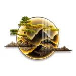 Illuminated wall art with mountain and tree design, featuring LED lighting and modern luxury decor.