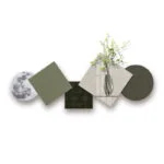 Modern wall art with geometric shapes and a vase, ideal for luxury home decor.