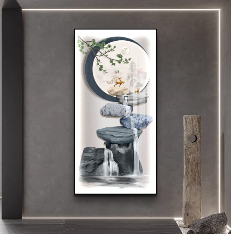 Modern luxury wall art with nature-inspired design and LED illumination.